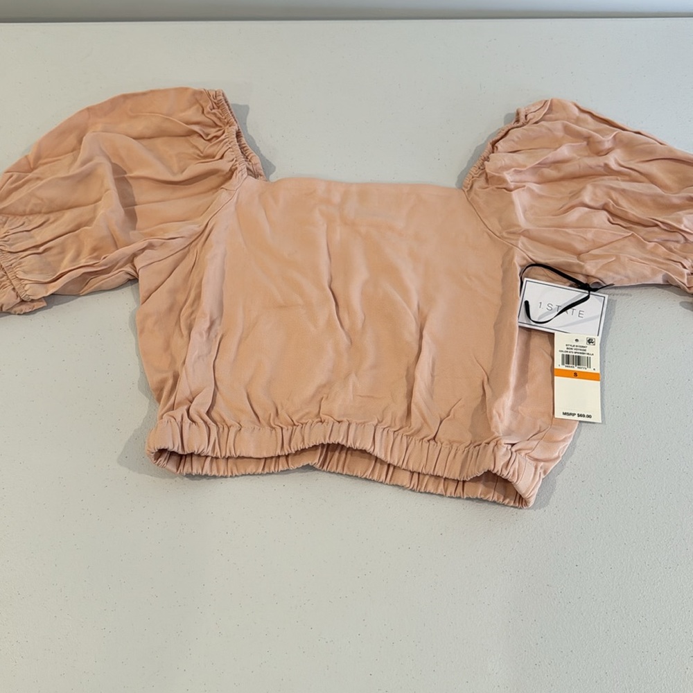 1 State Square Neck Crop Bubble Top. Size S - Picture 4 of 9